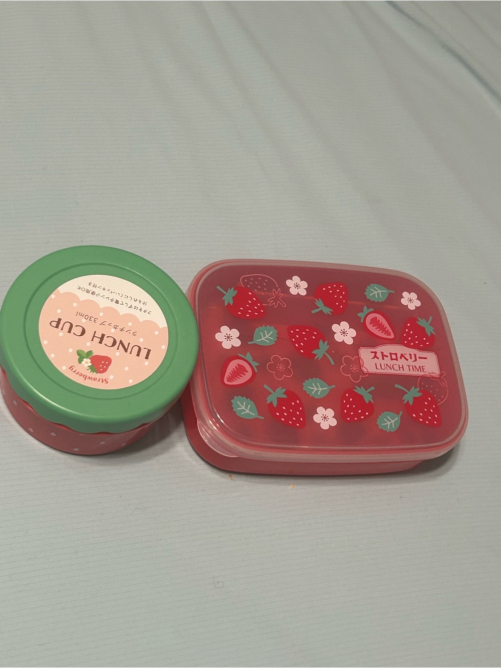 Strawberry Lunch Box Set - Pink & Green